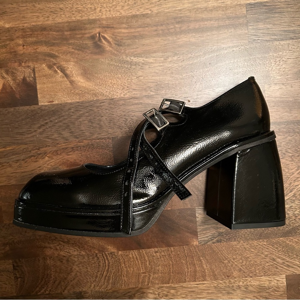 Free People Mary Jane Chunky Black Heels - Discontinued
